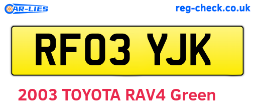RF03YJK are the vehicle registration plates.