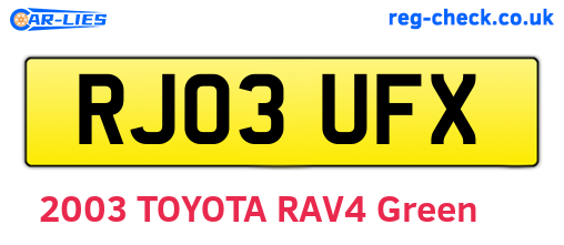 RJ03UFX are the vehicle registration plates.