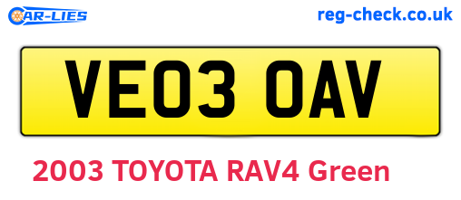 VE03OAV are the vehicle registration plates.