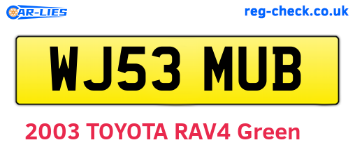 WJ53MUB are the vehicle registration plates.