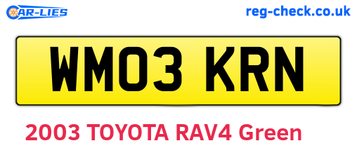 WM03KRN are the vehicle registration plates.