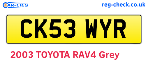 CK53WYR are the vehicle registration plates.