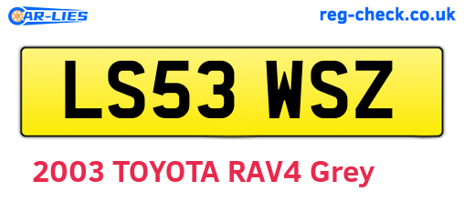 LS53WSZ are the vehicle registration plates.