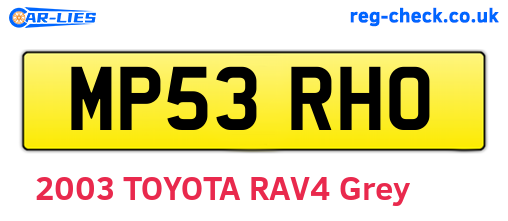 MP53RHO are the vehicle registration plates.