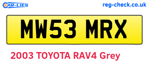 MW53MRX are the vehicle registration plates.
