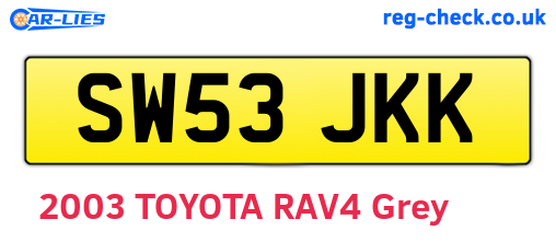 SW53JKK are the vehicle registration plates.