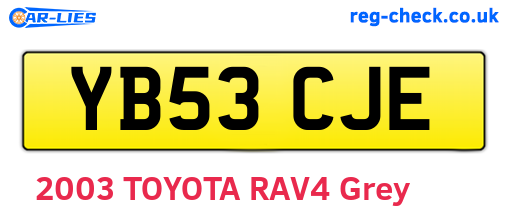 YB53CJE are the vehicle registration plates.