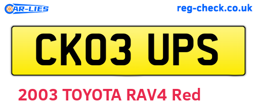 CK03UPS are the vehicle registration plates.