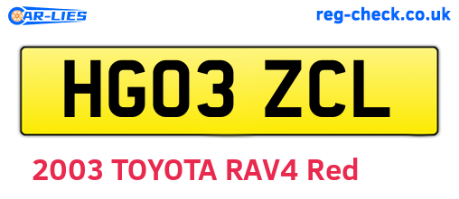 HG03ZCL are the vehicle registration plates.