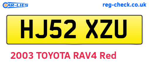 HJ52XZU are the vehicle registration plates.