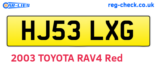 HJ53LXG are the vehicle registration plates.