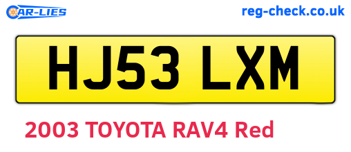 HJ53LXM are the vehicle registration plates.