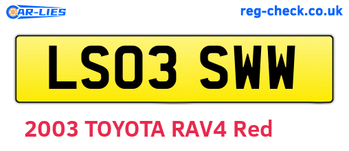 LS03SWW are the vehicle registration plates.
