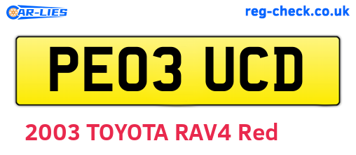 PE03UCD are the vehicle registration plates.