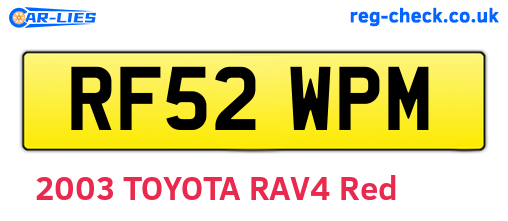 RF52WPM are the vehicle registration plates.