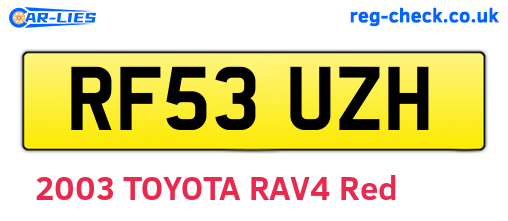 RF53UZH are the vehicle registration plates.
