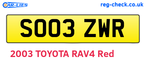 SO03ZWR are the vehicle registration plates.