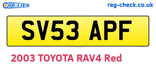 SV53APF are the vehicle registration plates.
