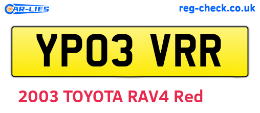YP03VRR are the vehicle registration plates.