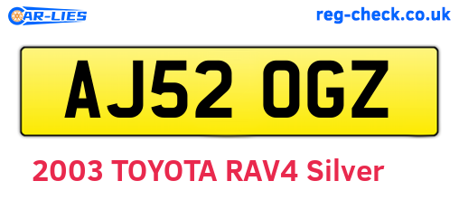 AJ52OGZ are the vehicle registration plates.