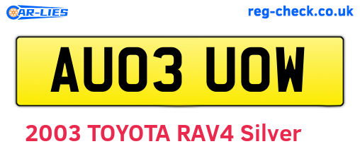AU03UOW are the vehicle registration plates.
