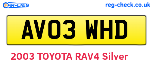 AV03WHD are the vehicle registration plates.