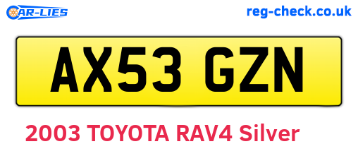 AX53GZN are the vehicle registration plates.