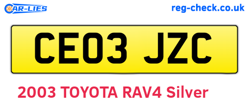 CE03JZC are the vehicle registration plates.