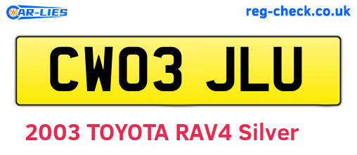 CW03JLU are the vehicle registration plates.
