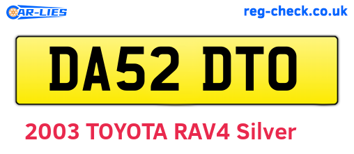 DA52DTO are the vehicle registration plates.