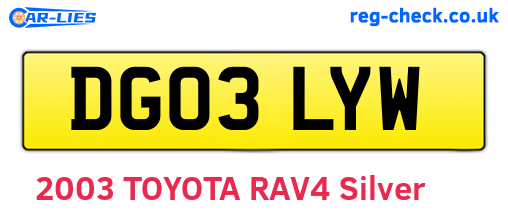 DG03LYW are the vehicle registration plates.