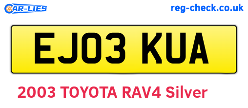 EJ03KUA are the vehicle registration plates.