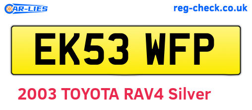 EK53WFP are the vehicle registration plates.