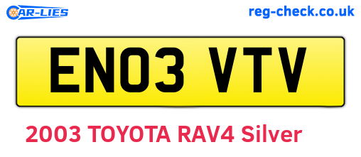 EN03VTV are the vehicle registration plates.