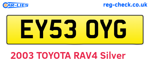 EY53OYG are the vehicle registration plates.
