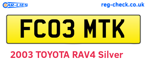 FC03MTK are the vehicle registration plates.