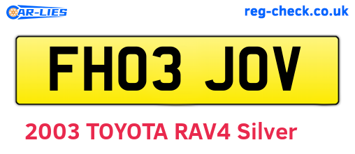 FH03JOV are the vehicle registration plates.