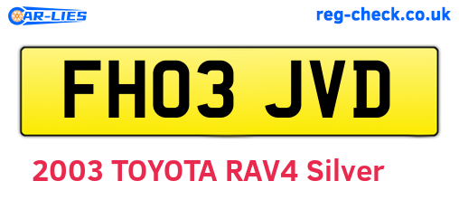 FH03JVD are the vehicle registration plates.