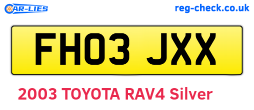FH03JXX are the vehicle registration plates.