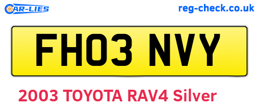 FH03NVY are the vehicle registration plates.