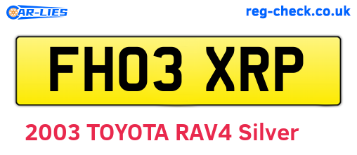 FH03XRP are the vehicle registration plates.