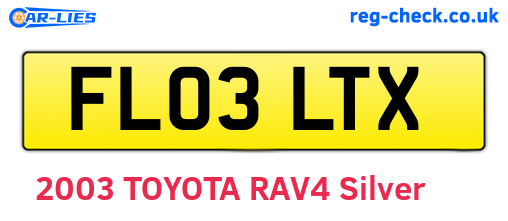 FL03LTX are the vehicle registration plates.