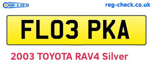 FL03PKA are the vehicle registration plates.