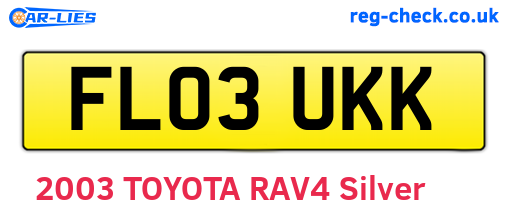 FL03UKK are the vehicle registration plates.