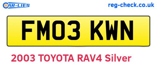 FM03KWN are the vehicle registration plates.