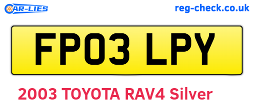 FP03LPY are the vehicle registration plates.