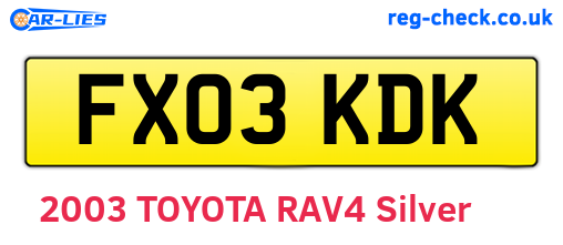 FX03KDK are the vehicle registration plates.
