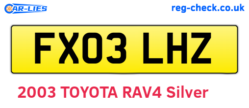 FX03LHZ are the vehicle registration plates.