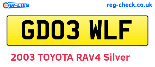 GD03WLF are the vehicle registration plates.