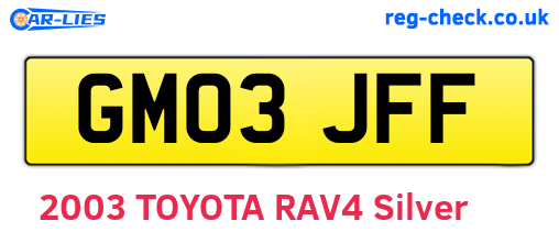 GM03JFF are the vehicle registration plates.